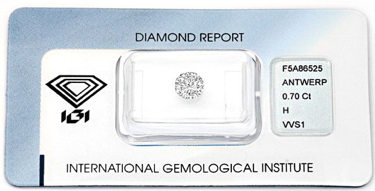 Foto 1 - Diamant 0,70ct Brillant IGI fast Lupenrein Weiss, D5014