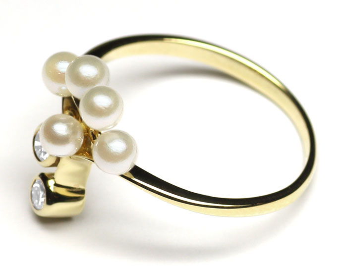 Foto 3 - Bezaubernder Brillantenring mit Perlen in 14K Gelbgold, S9692